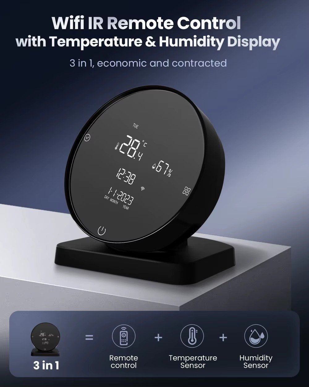 AVATTO smart sensor temperature and humidity calibration display on screen