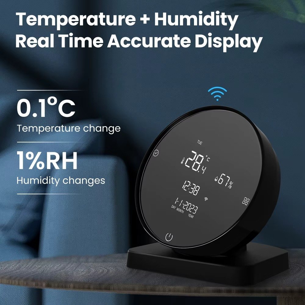 AVATTO smart sensor temperature and humidity calibration display on screen