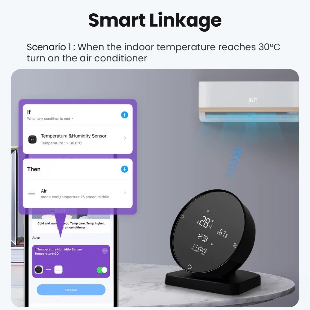 AVATTO Smart Temperature and Humidity Sensor controlled via Tuya Smart Life App