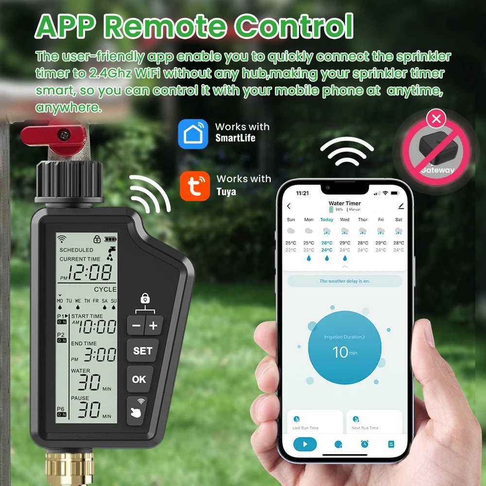 AVATTO WiFi Smart Water Timer controlled through Tuya App