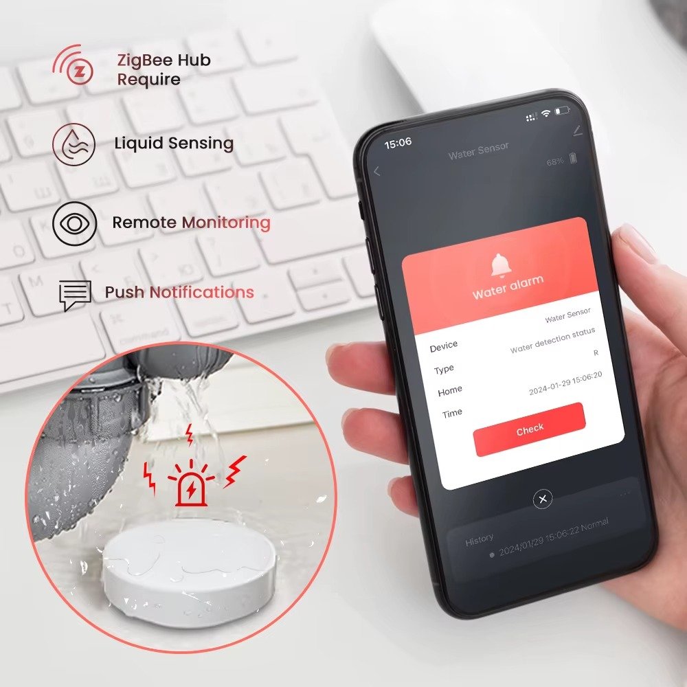 AVATTO ZigBee Smart Water Leak Detector Tuya App & Alexa Alerts