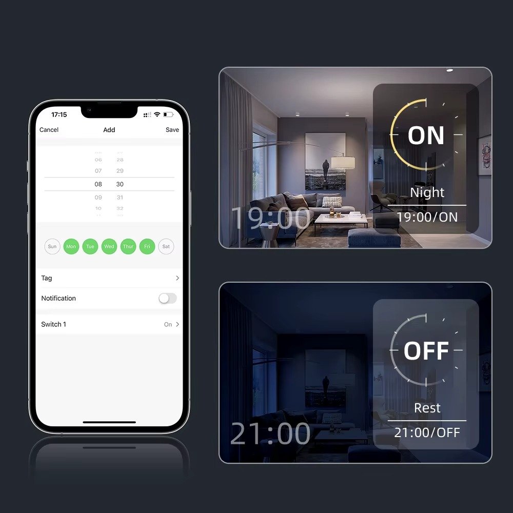 AVATTO Tuya Smart Dimmer Switch with timer function and scheduling in Tuya App