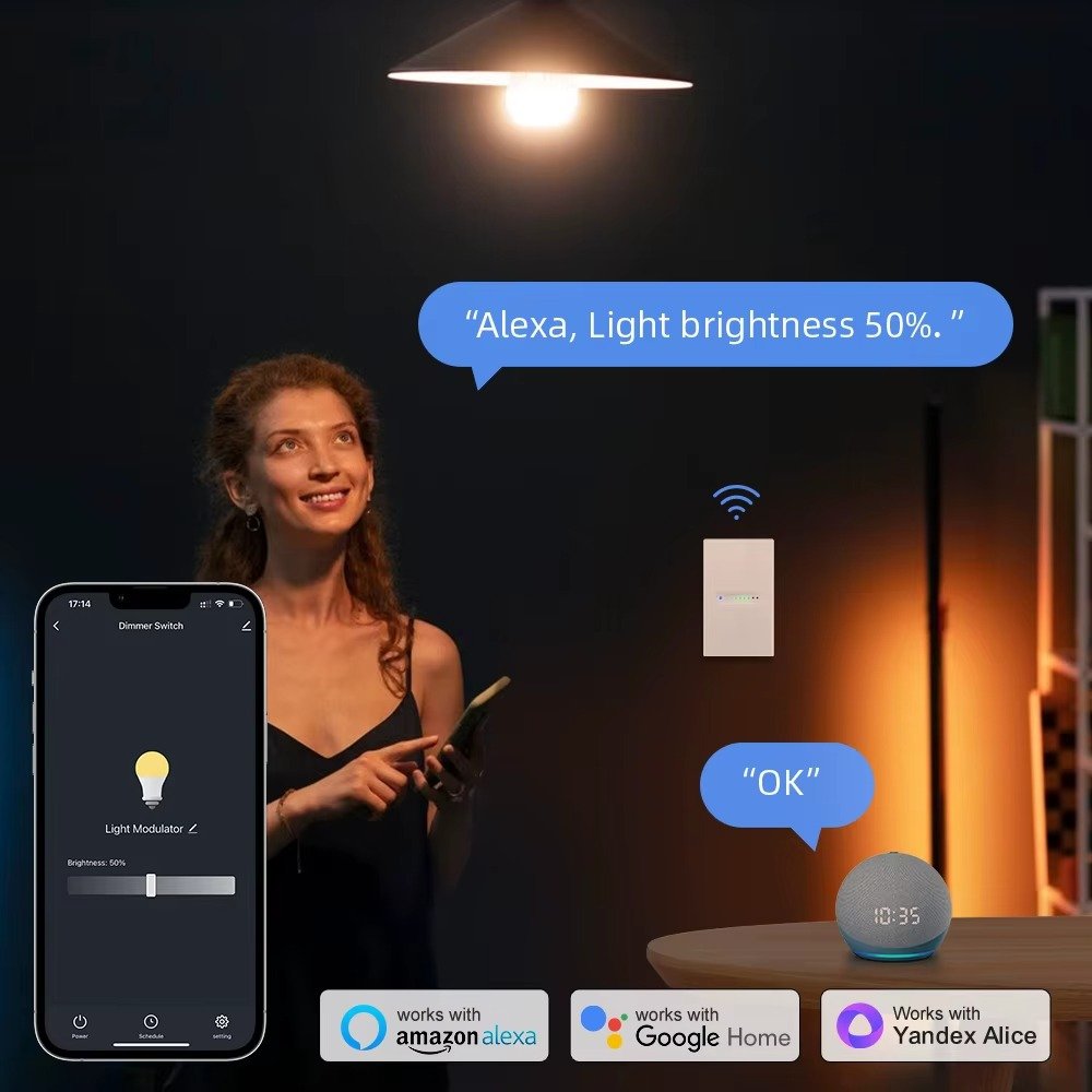 AVATTO Tuya Smart Dimmer Switch works with Alexa and Google Home voice control