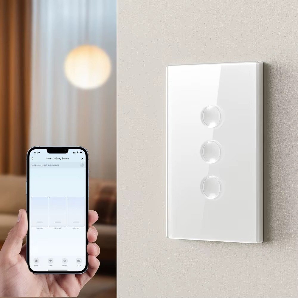 AVATTO Tuya Smart Light Switch controlled via Tuya Smart Life App on smartphone