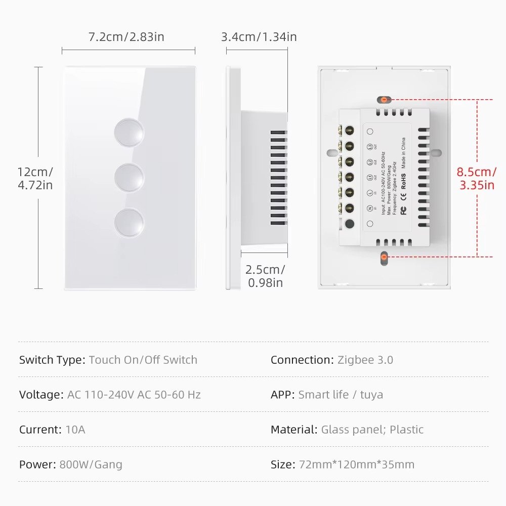 AVATTO Tuya Smart Light Switch supports both neutral and no neutral wire installation