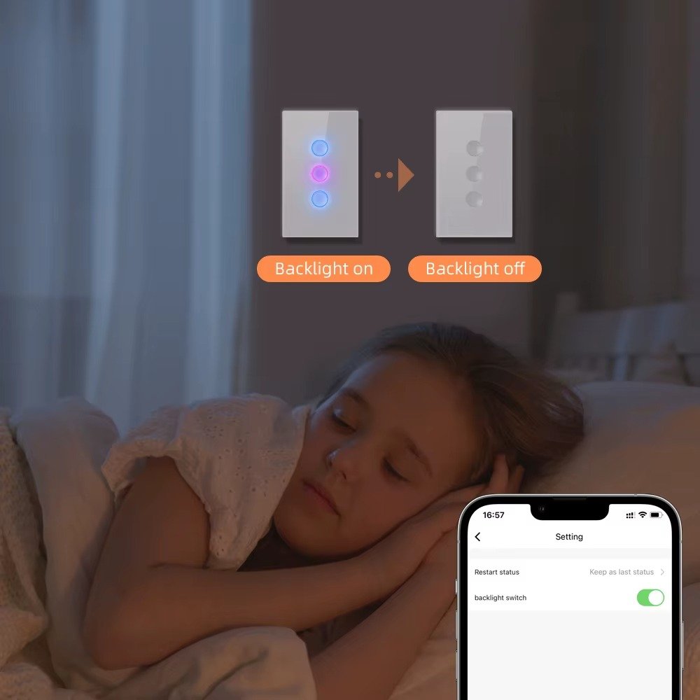 AVATTO Tuya Smart Light Switch with adjustable backlight for night mode