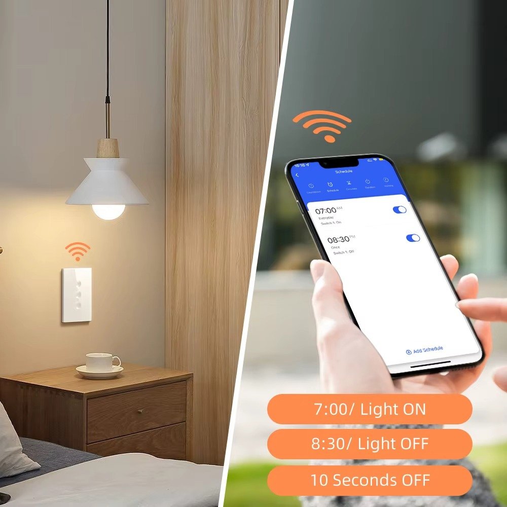 AVATTO Tuya Smart Light Switch with adjustable backlight for night mode